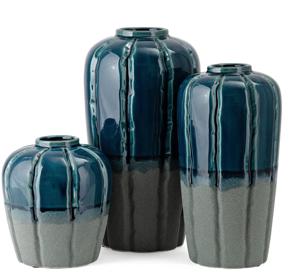 13 Inch Dark Teal Ceramic Vase-1