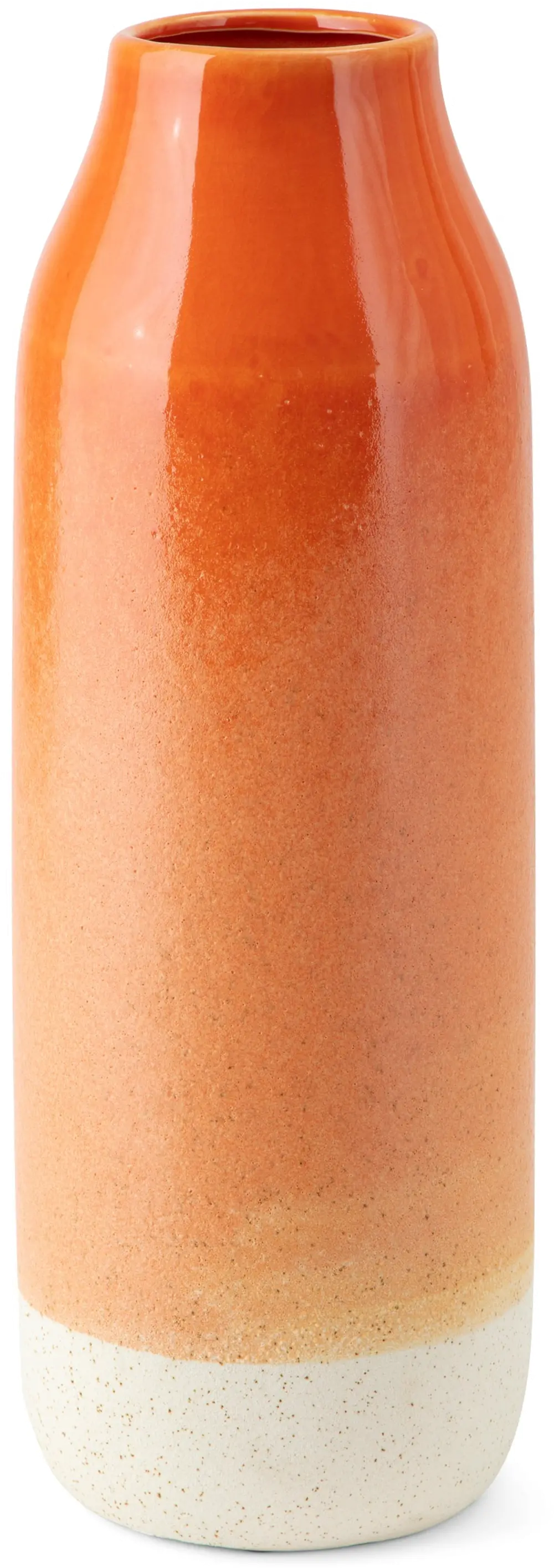 15 Inch Marigold Orange and Cream Ceramic Vase-1