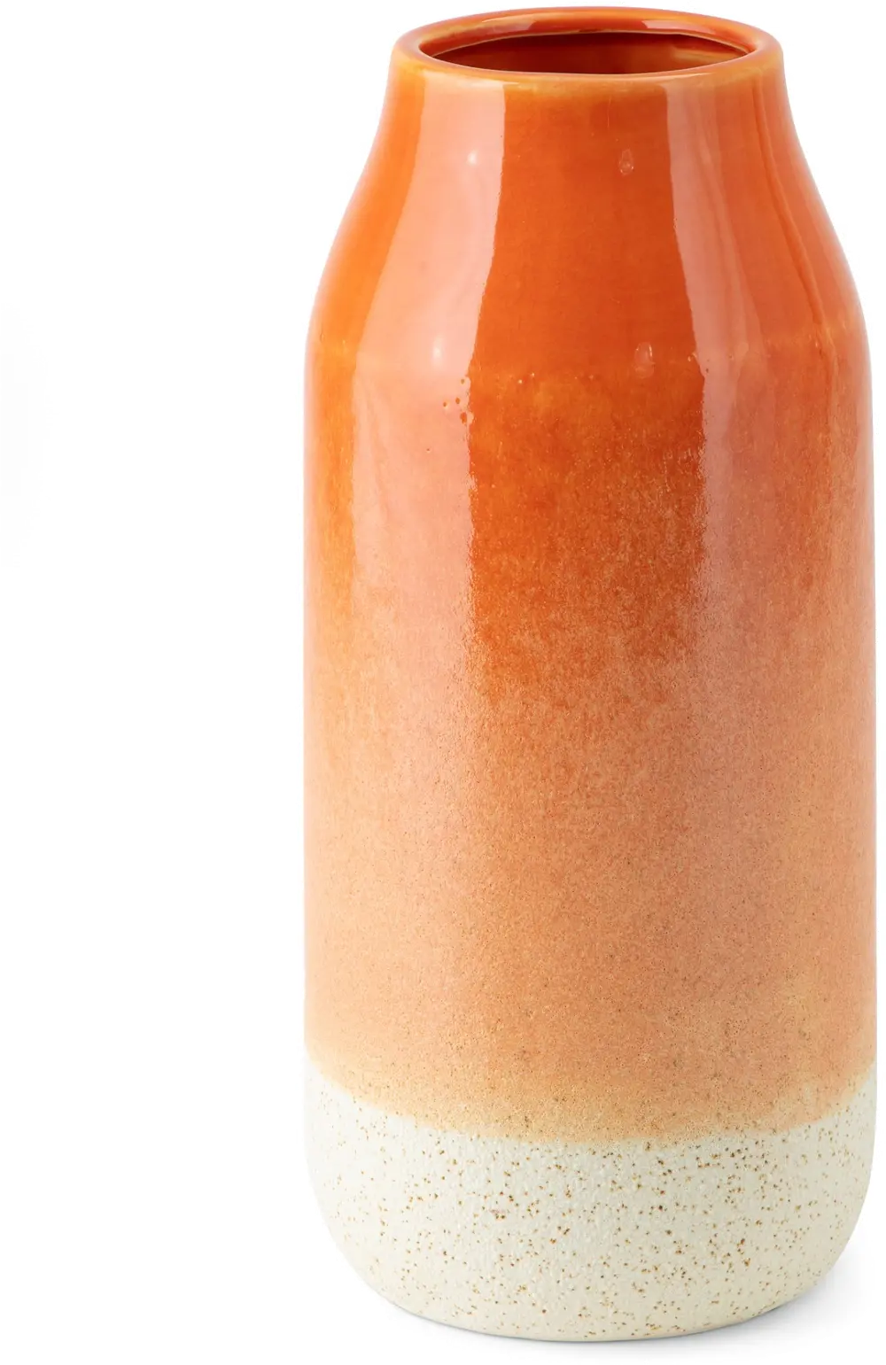 12 Inch Marigold Orange and Cream Ceramic Vase-1
