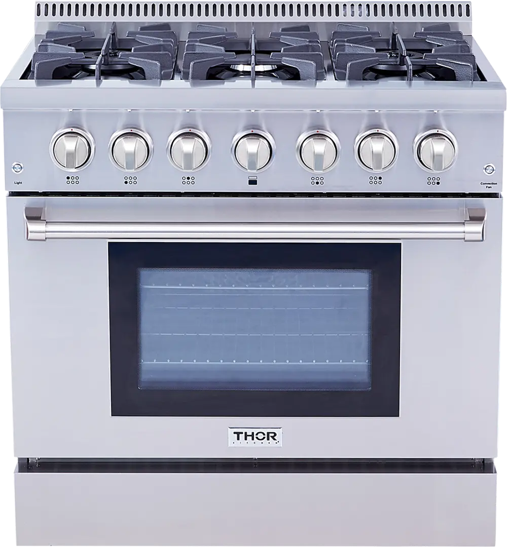 HRD3606U Thor 36 Inch Professional Dual Fuel Convection Range - Stainless Steel-1