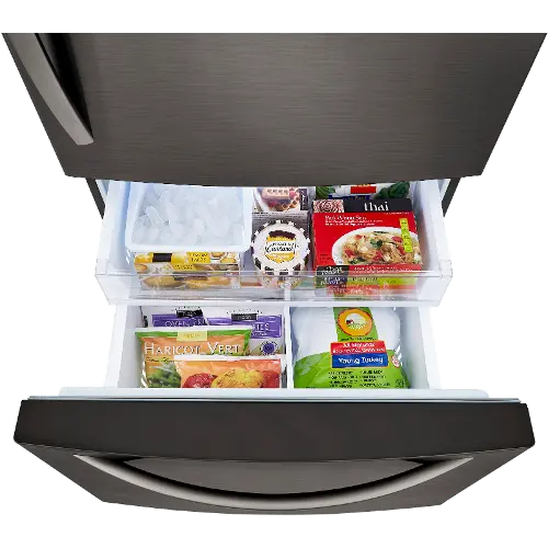 lg bottom freezer refrigerator black stainless