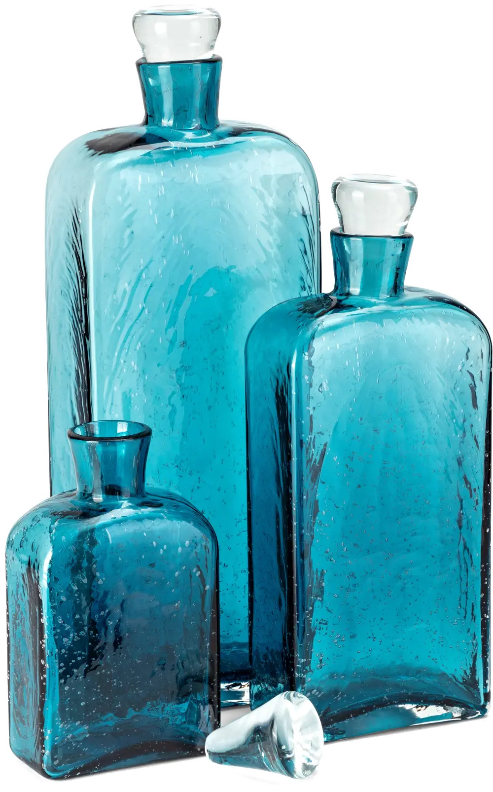 17 Inch Modern Blue Glass Bottle with Stopper-1