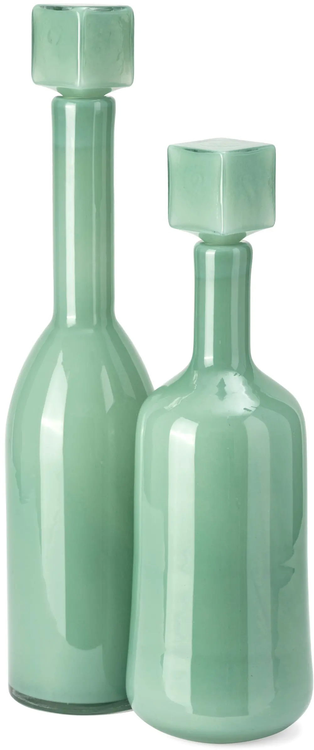 22 Inch Green Glass Deco Bottle-1