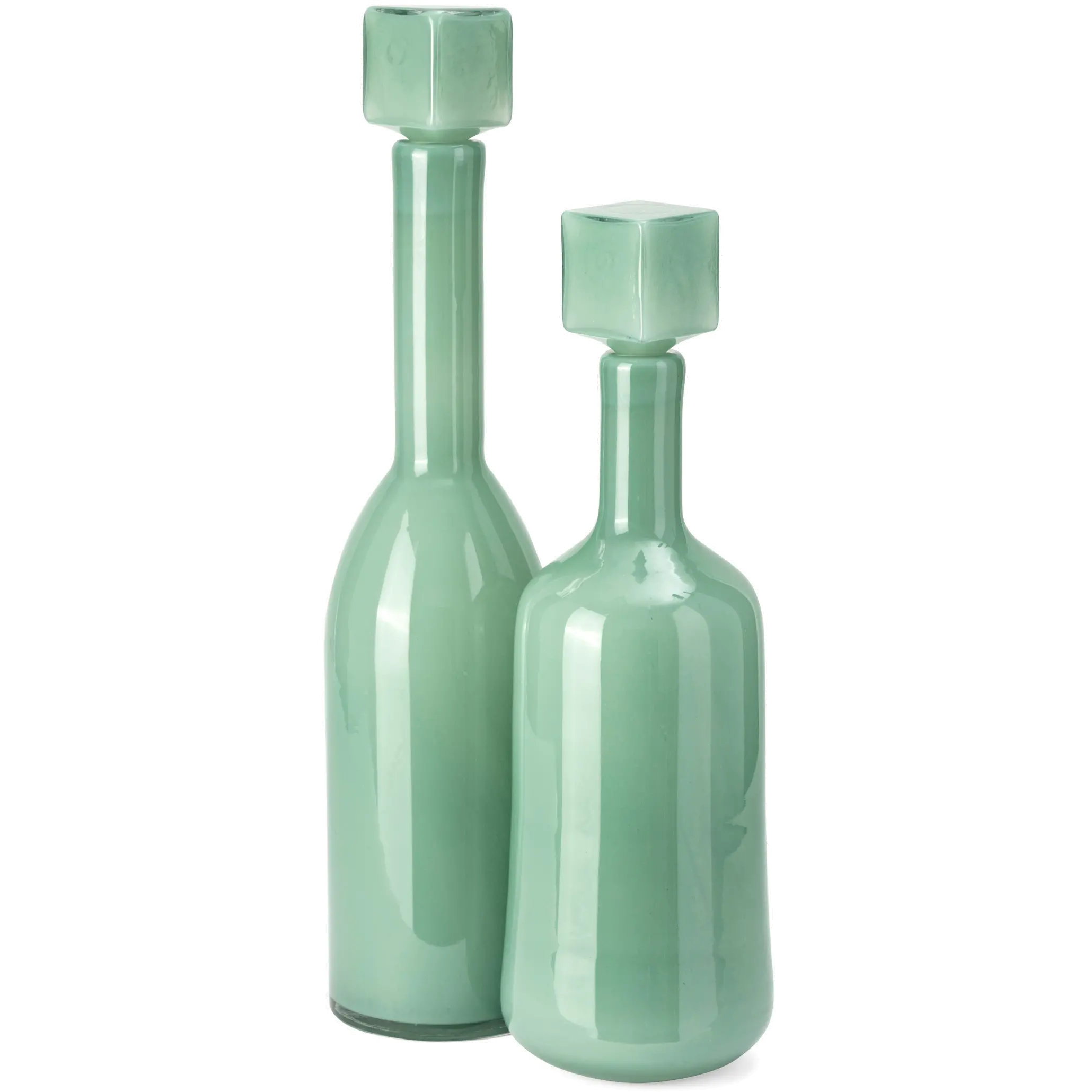 22 Inch Green Glass Deco Bottle-1
