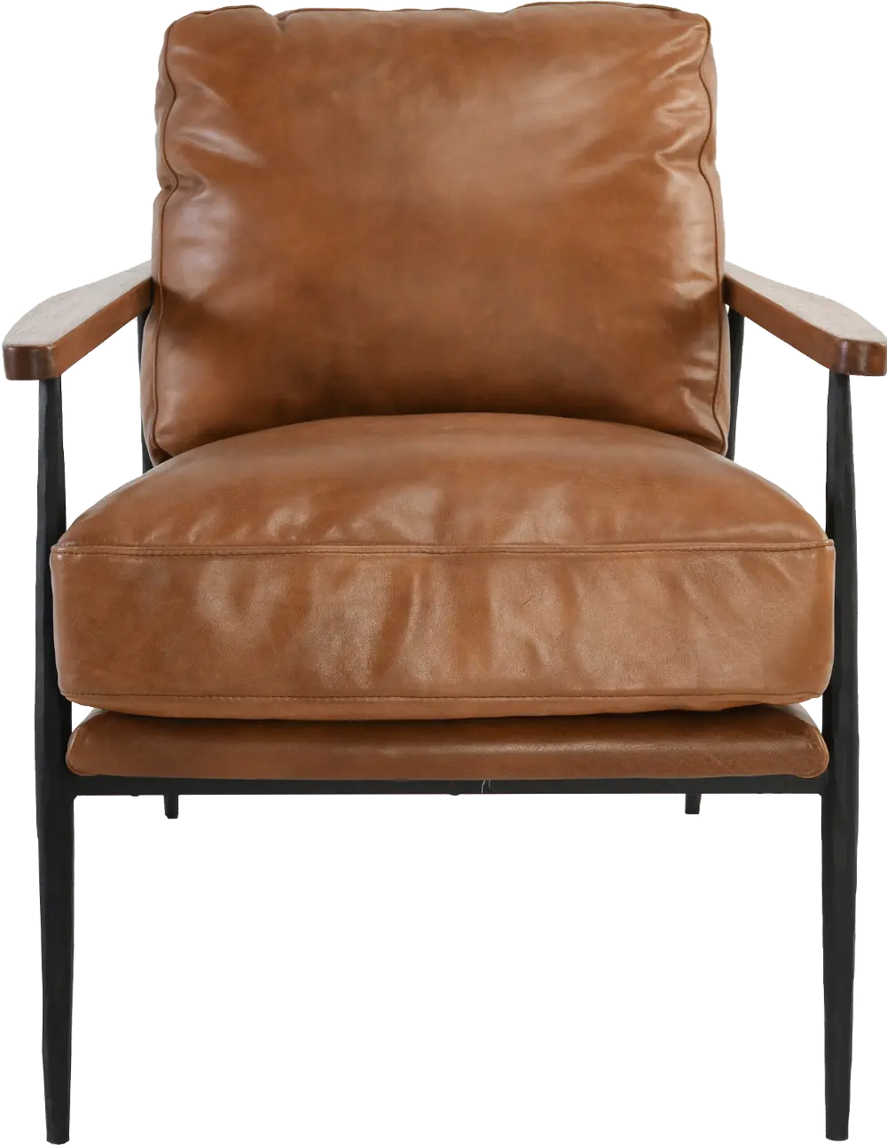 Christopher Mid Century Modern Tan Leather Club Chair-1