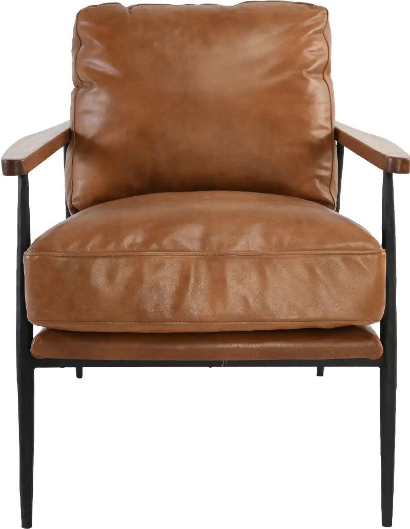 Christopher Mid Century Modern Tan, Leather Club Accent Chair