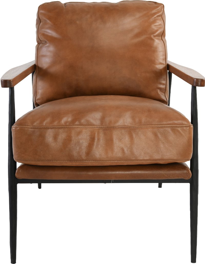 Mid Century Tan Leather Club Chair, Club Chair Leather