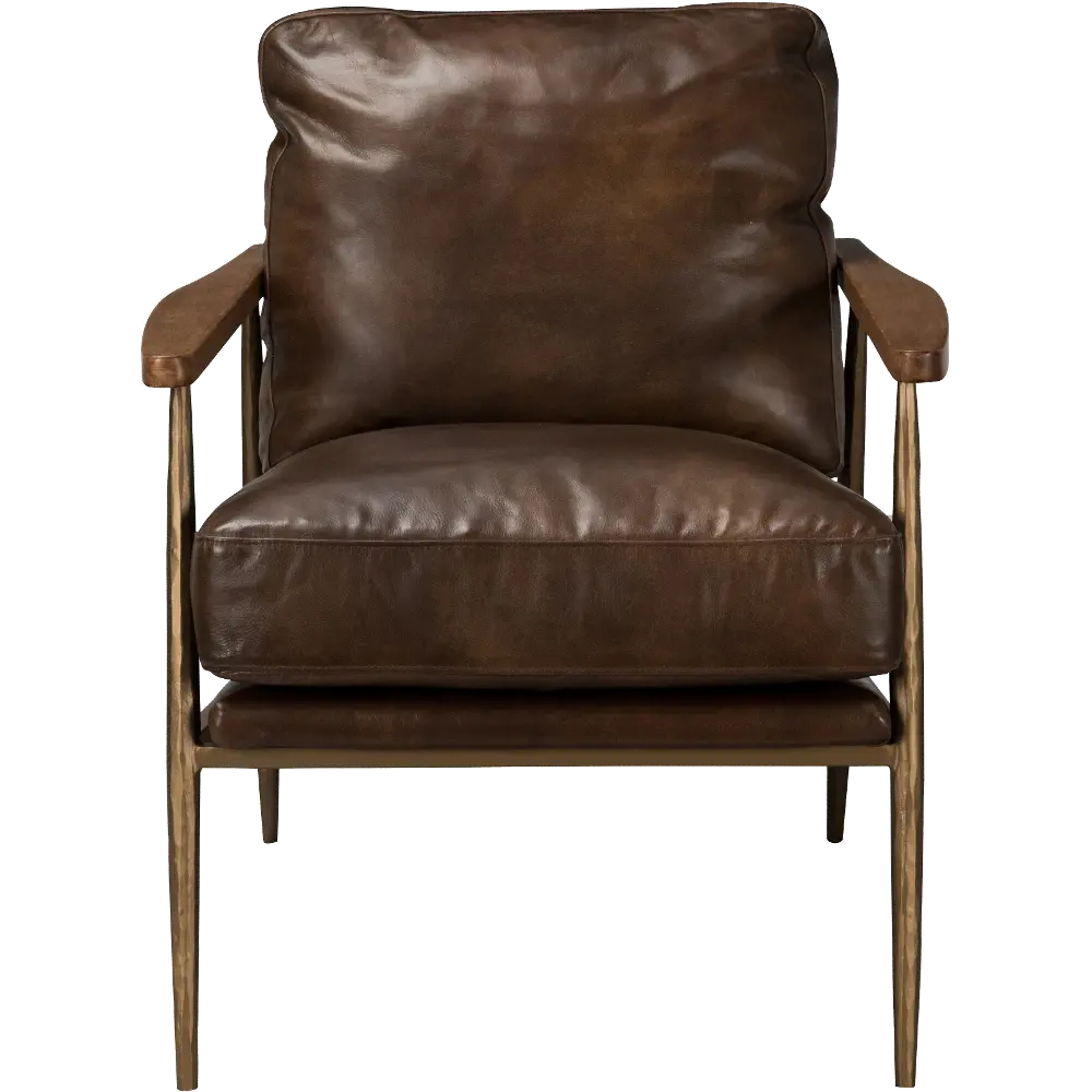 Christopher Mid Century Modern Brown Leather Club Chair-1