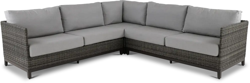 Nevis Woven Gray 3 Piece Patio Sectional with Sunbrella Fabric-1