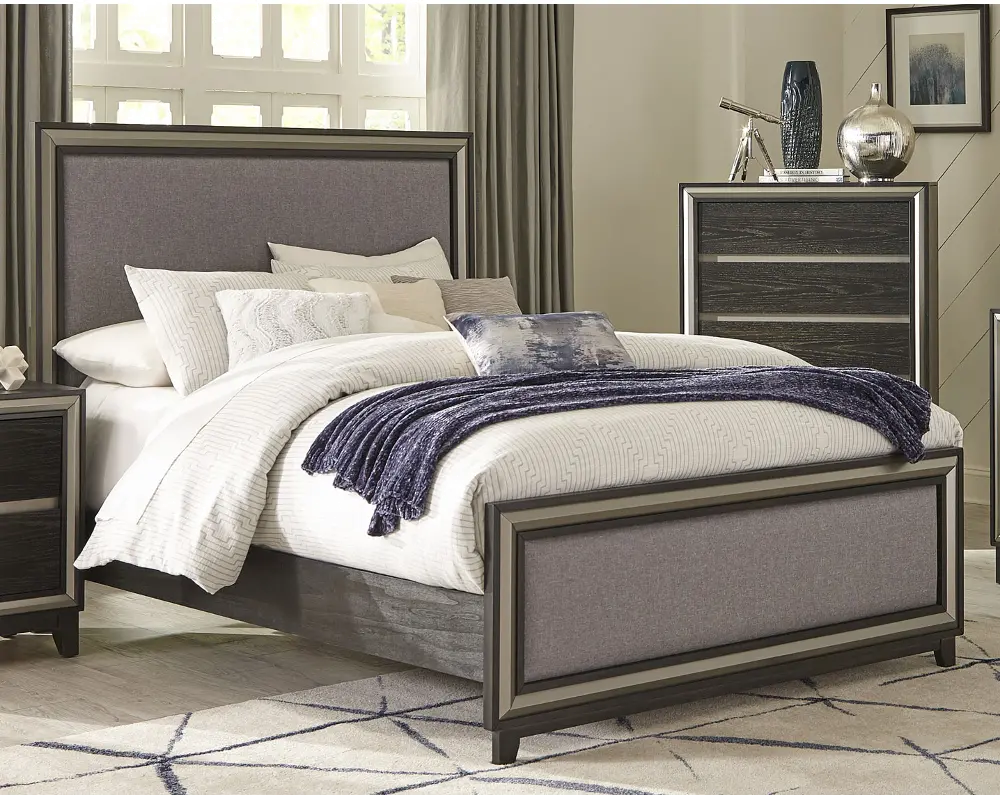 Contemporary Ebony and Gray King Bed - Draven-1