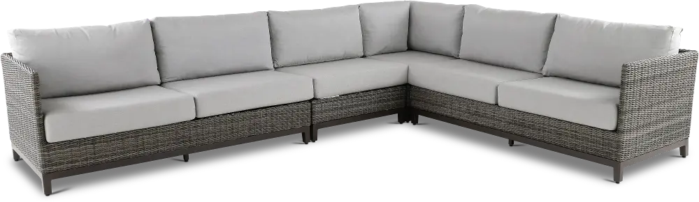 Nevis Gray Woven 4 Piece Patio Sectional with Sunbrella Fabric-1