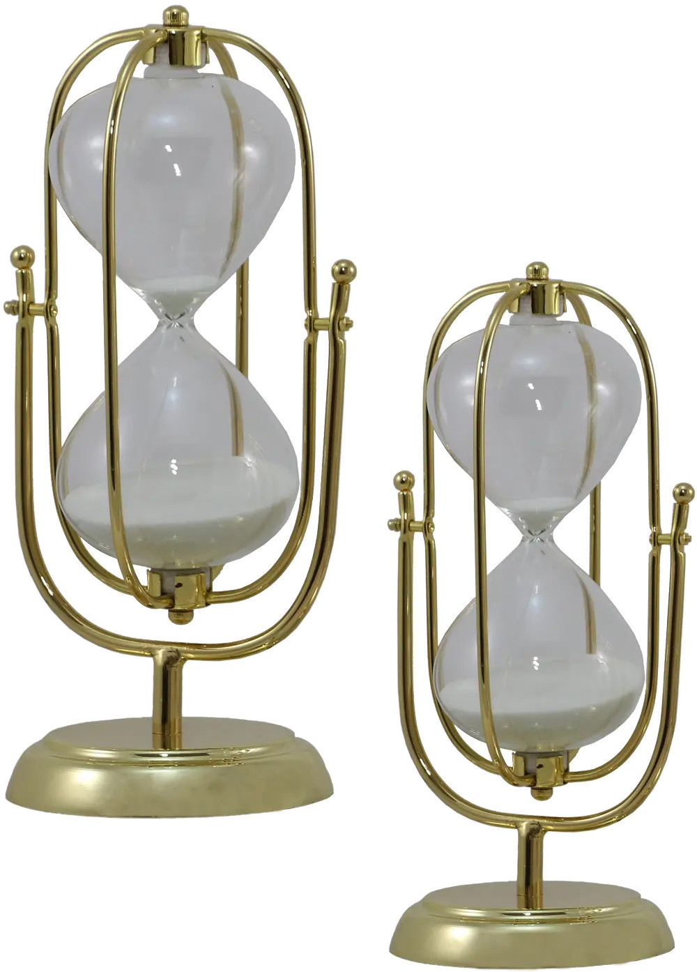 13 Inch Glass and Gold Hourglass on a Stand-1
