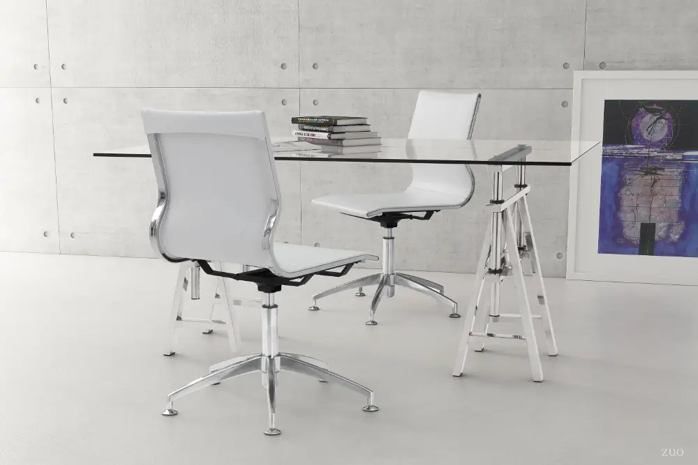 Contemporary White Conference Chair - Glider-1