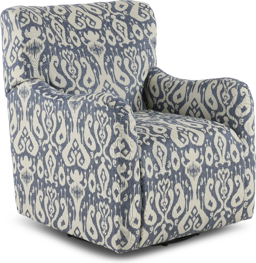Casbah Denim Blue and Off White Swivel Accent Chair-1