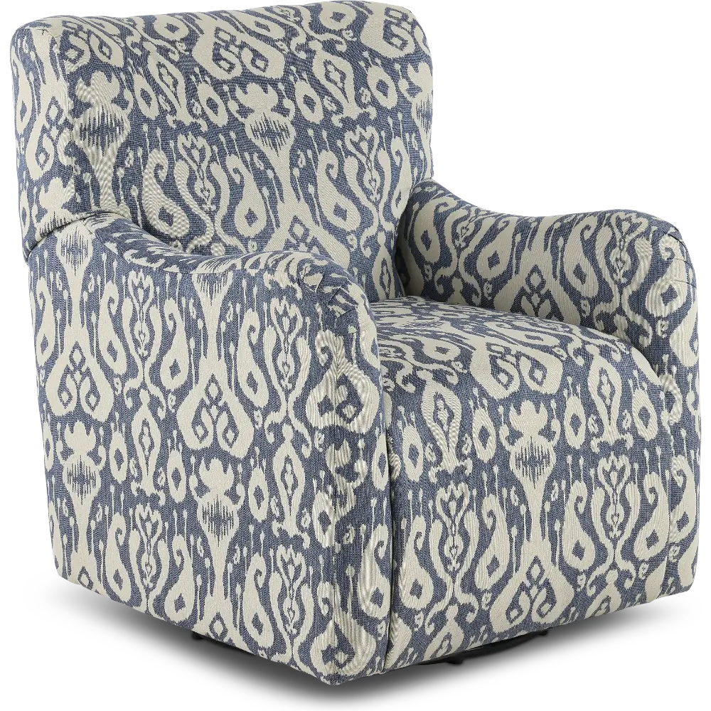 Denim Blue and Off White Swivel Accent Chair - Casbah-1