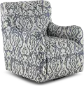 Denim Blue and Off White Swivel Accent Chair - Casbah
