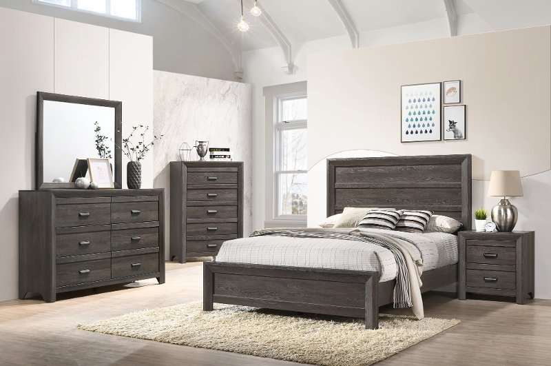 Clearance Charcoal Gray 4 Piece Full Bedroom Set - Adelaide