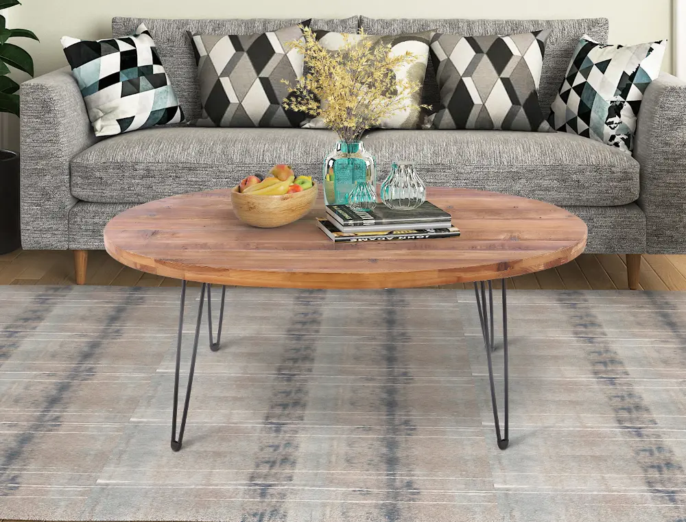 Oval Reclaimed Wood Coffee Table - Warren-1
