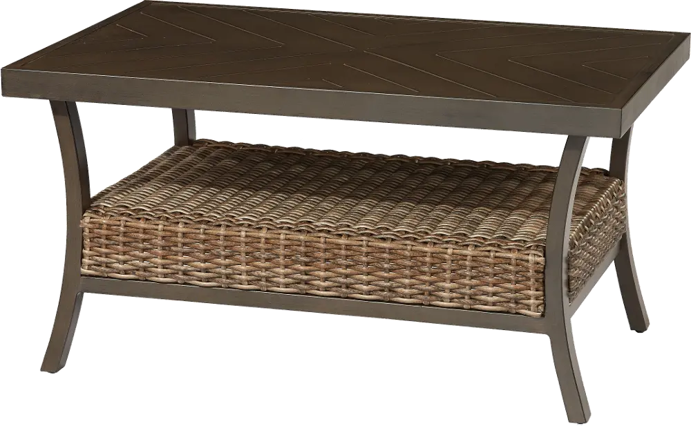 AKX15912P01 Trenton Wicker Slat Top Patio Coffee Table-1