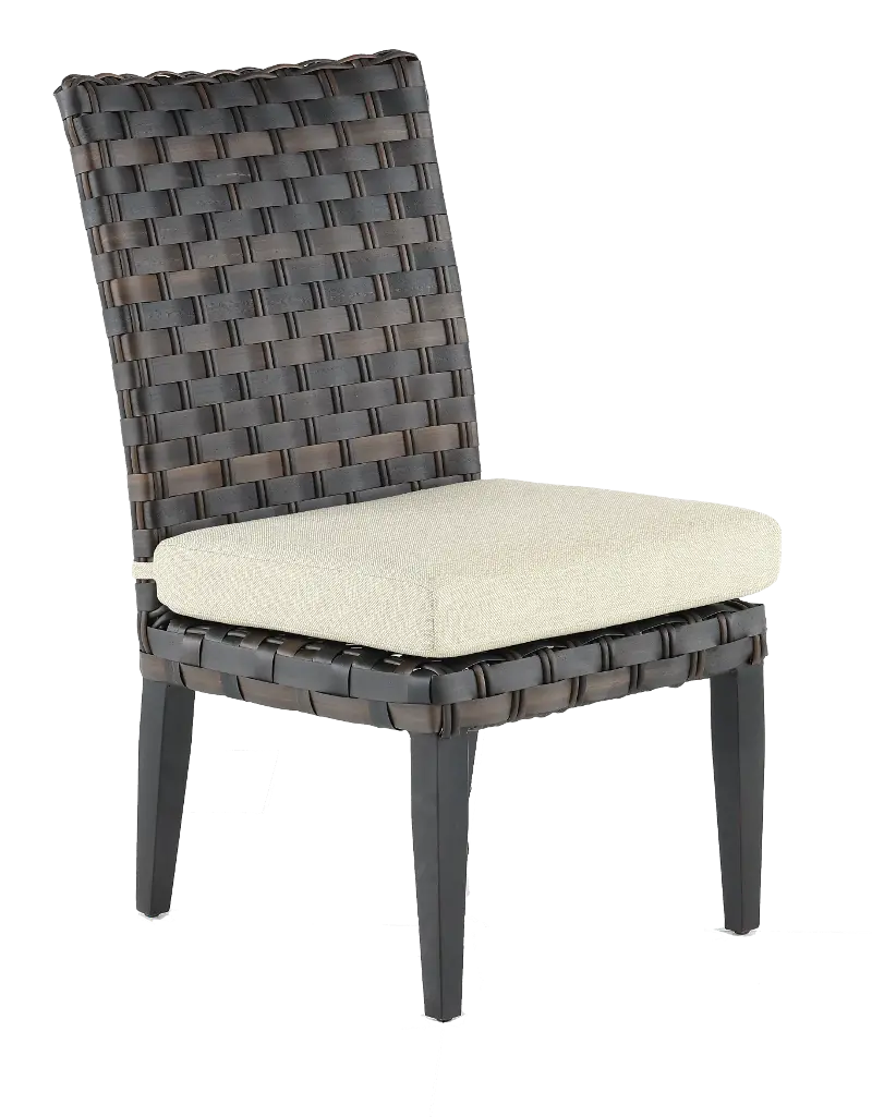 Sunset  Beige and Wicker Armless Patio Dining Chair