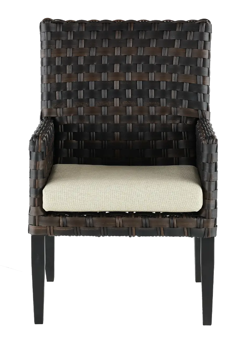 Sunset Beige and Wicker Patio Dining Armchair