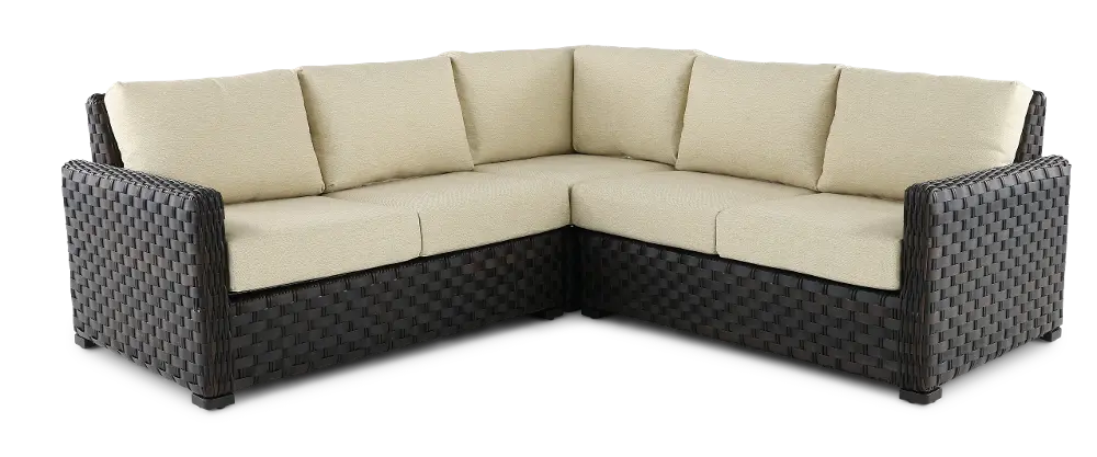 Sunset 3 Piece Beige and Wicker Patio Sectional-1