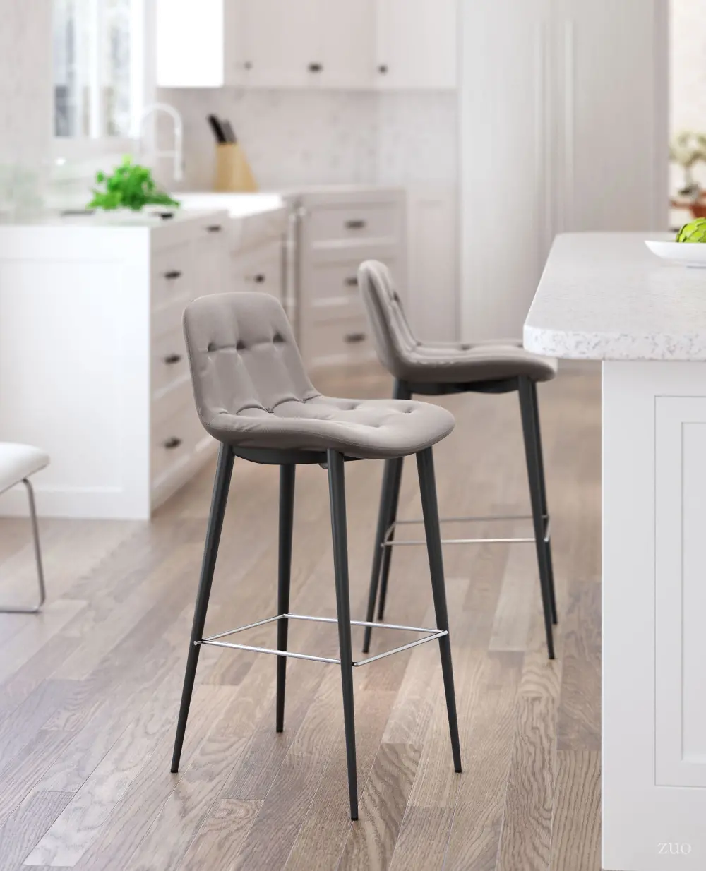 Taupe Upholstered Bar Stool (Set of 2) - Tangiers-1