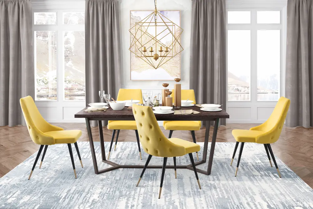 Yellow Upholstered Dining Room Chair (Set of 2) - Piccolo-1