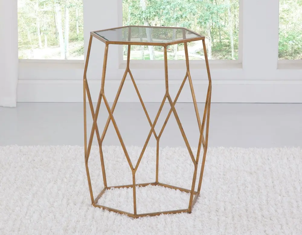 Glam Gold Hexagonal End Table - Roxy-1