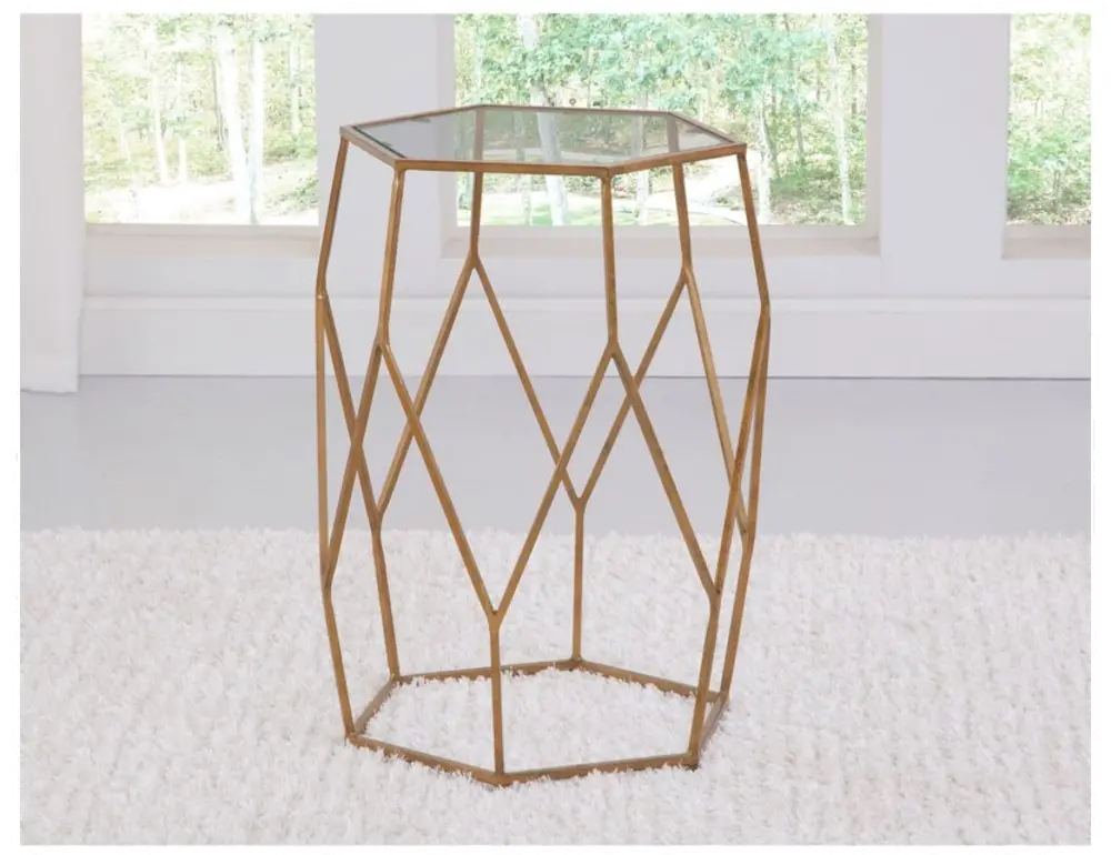 Roxy Gold Hexagon Side Table-1