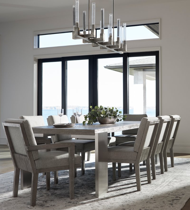 Modern Shale Gray 7 Piece Dining Room, Modern 7 Piece Dining Room Sets