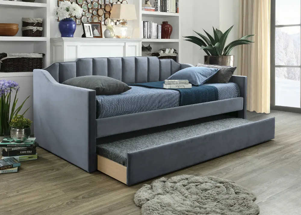 Contemporary Gray Twin Daybed with Trundle - Menken-1