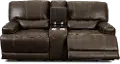 Omega Chocolate Brown Power Reclining Loveseat with Console