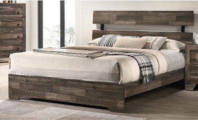 Modern gray wood platform bed