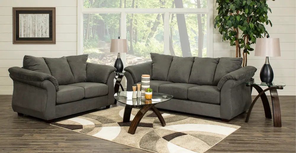 Contemporary Charcoal 2 Piece Living Room Set - Shasta-1