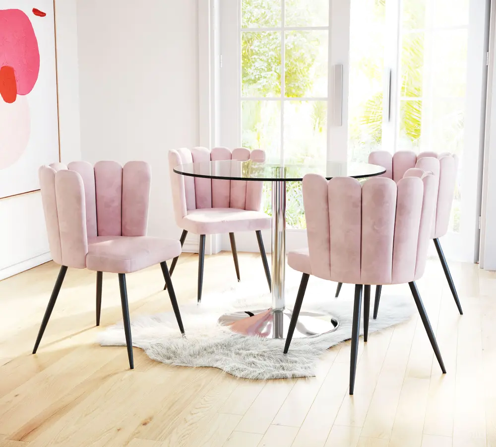 Pink Velvet Upholstered Dining Room Chair (Set of 2) - Adele-1