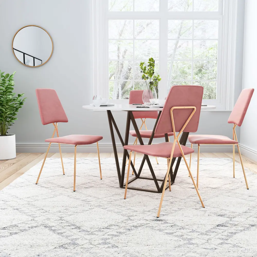 Pink and Gold Dining Room Chairs (Set of 2) - Chloe-1
