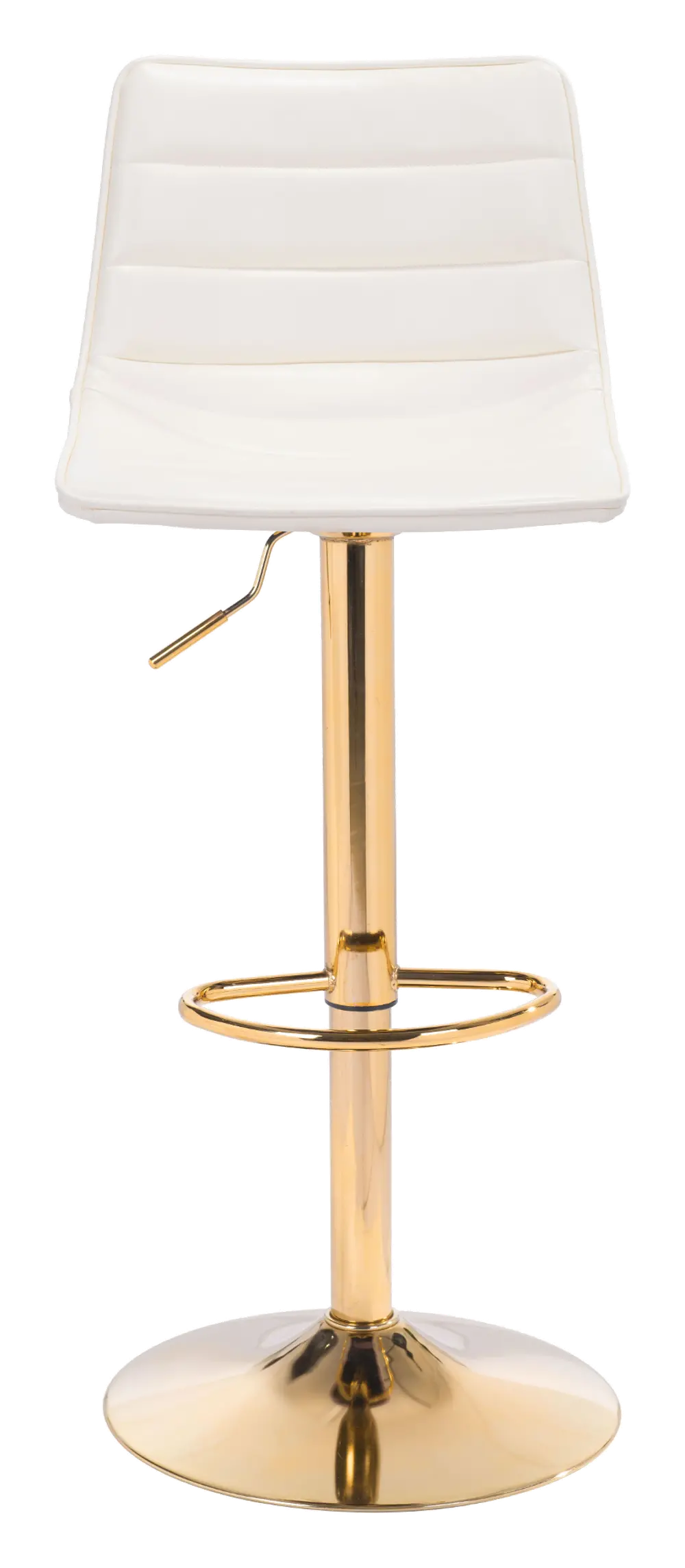 White and Gold Adjustable Bar Stool - Prima-1