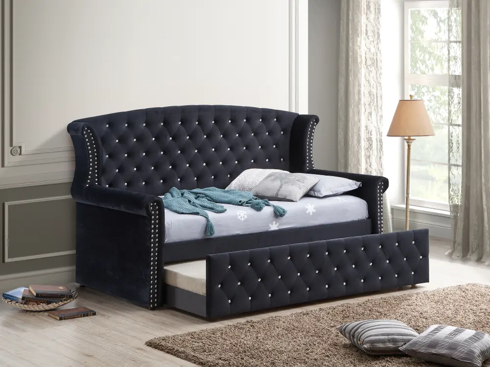 Lucinda Black Twin Daybed with Trundle-1