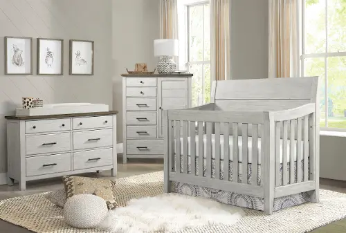 Gray crib white dresser best sale