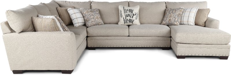 Cement Beige 3 Piece Sectional Sofa, Right Arm Sectional Sofa