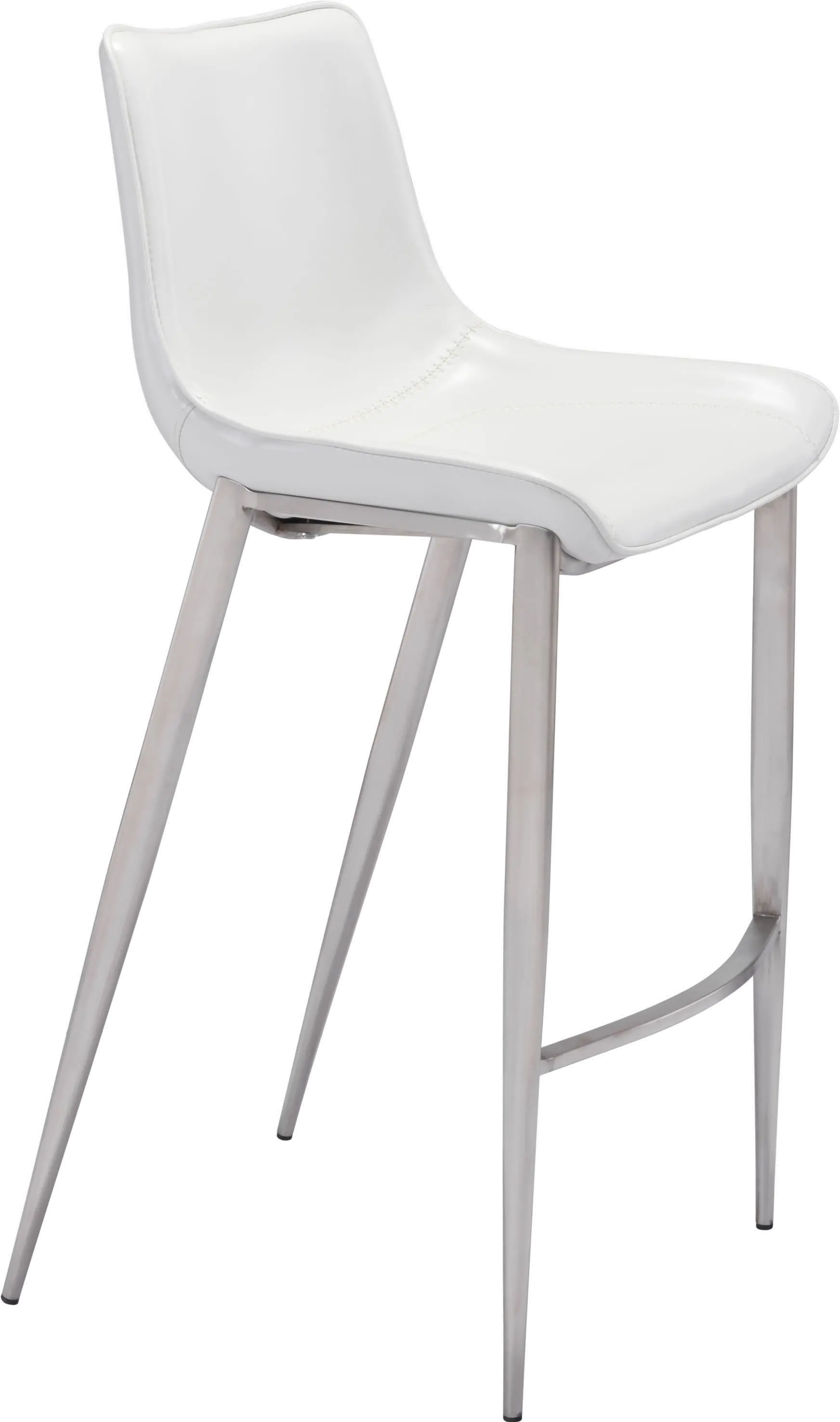 Photos - Chair Zuo Modern Magnus White and Silver Bar Stool, Set of 2 101275