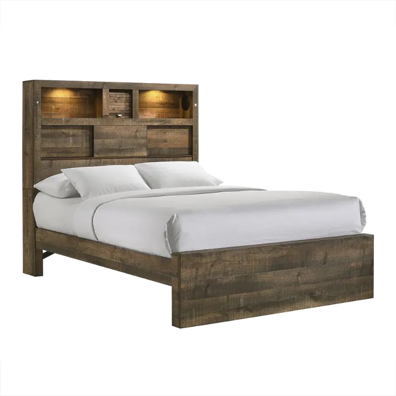 Bobbie Natural Full Storage Bed With, Full Size Headboard With Lights