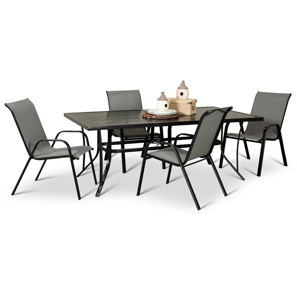 Bali 5 Piece Patio Dining Set with 4 Sling Chairs-1