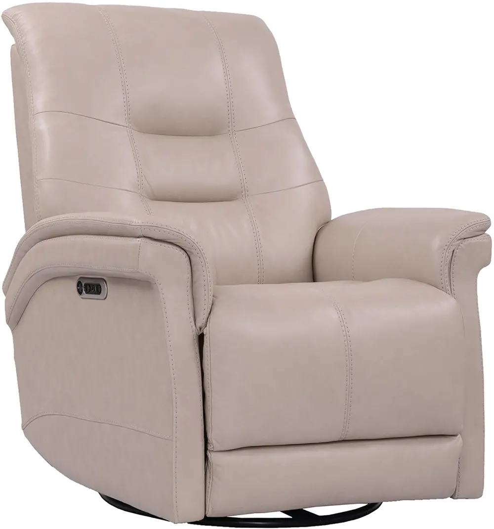 Andrew Beige Leather Power Swivel Glider Recliner-1