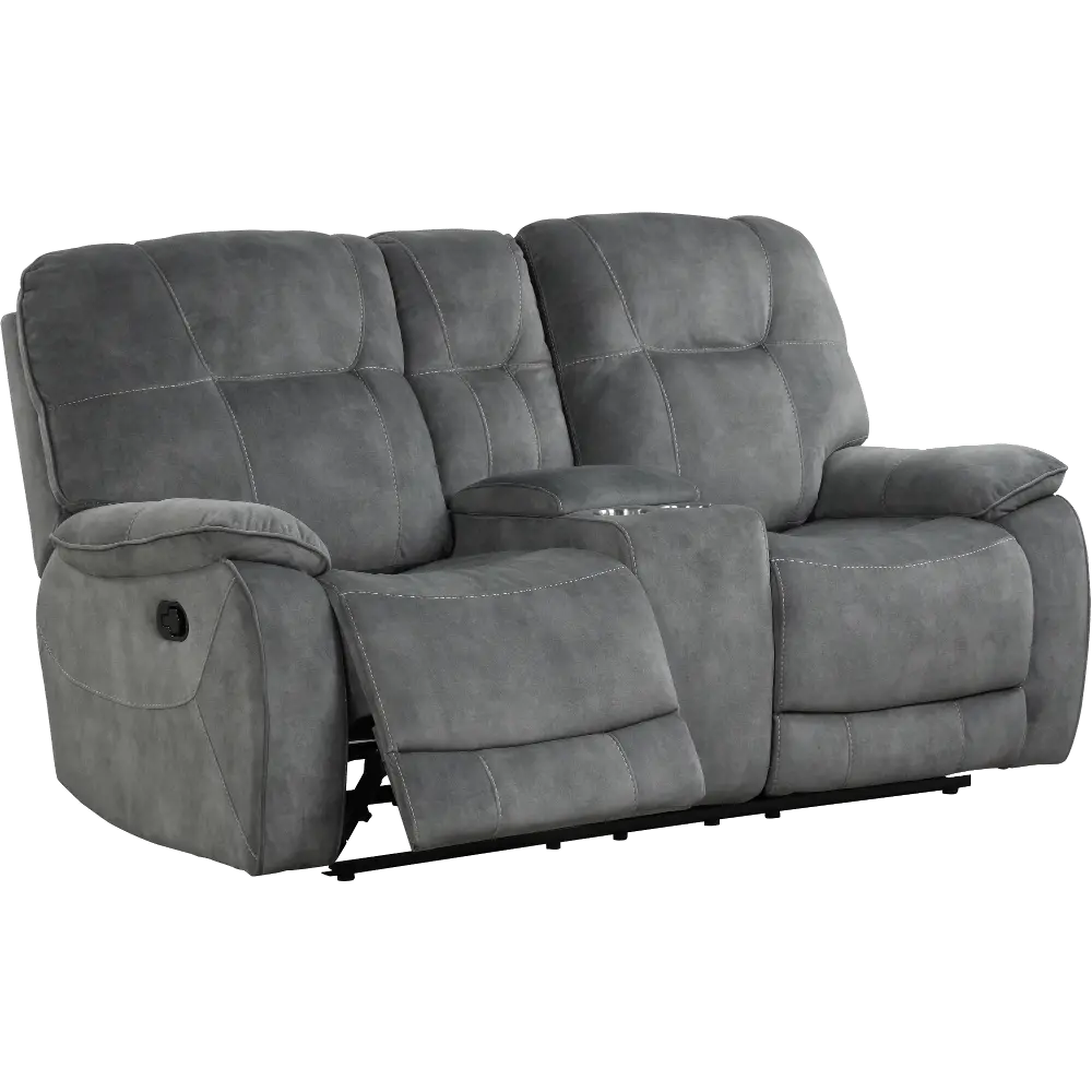 Crane Shadow Gray Reclining Loveseat with Console-1