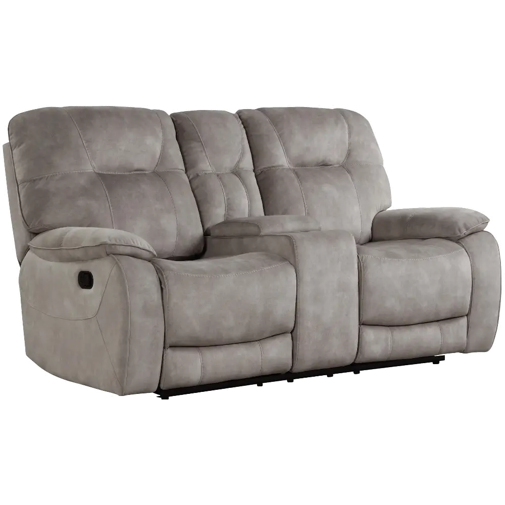 Crane Natural Beige Reclining Loveseat with Console-1