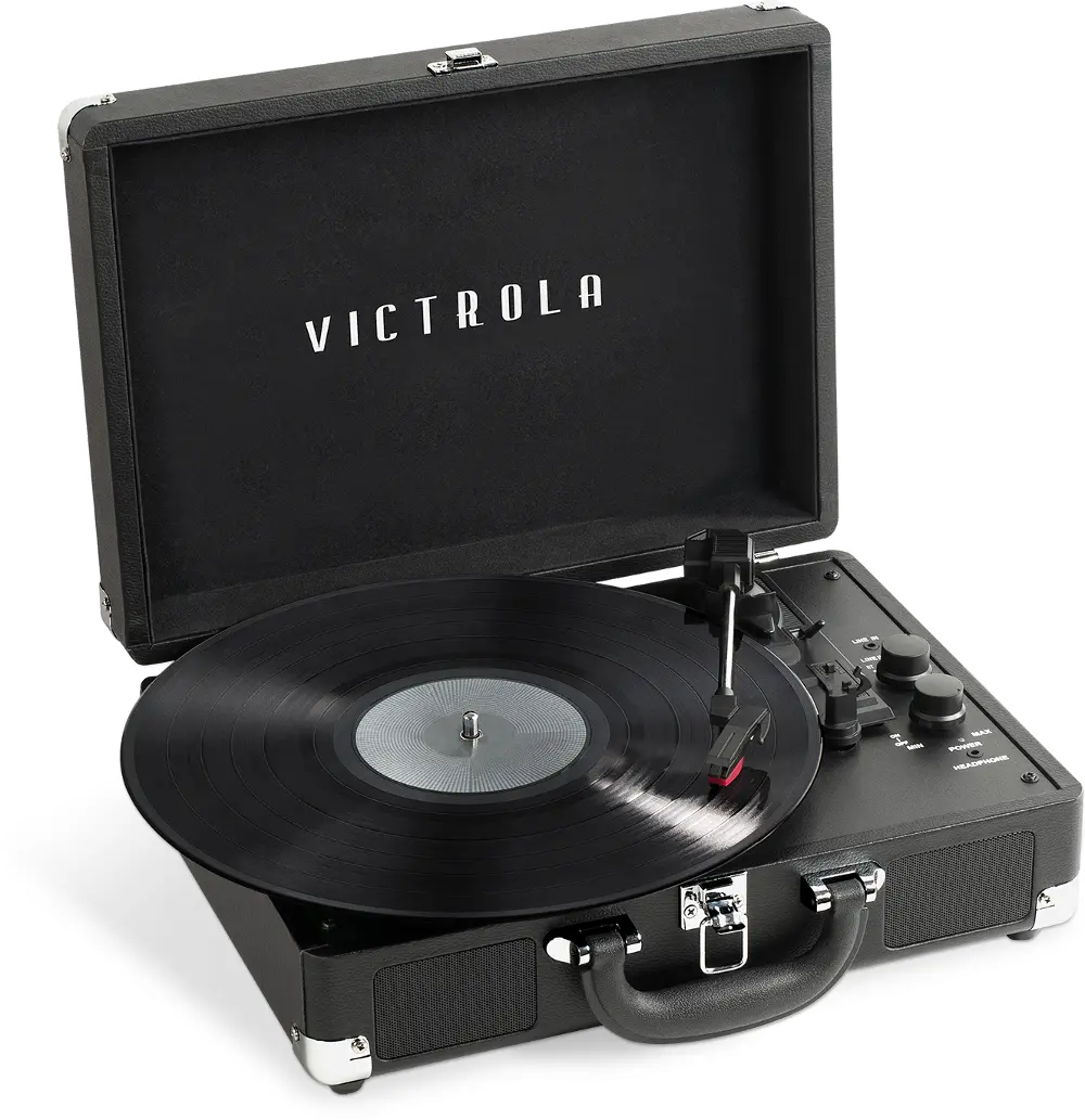 Black Suitcase Record Player-Victrola-1
