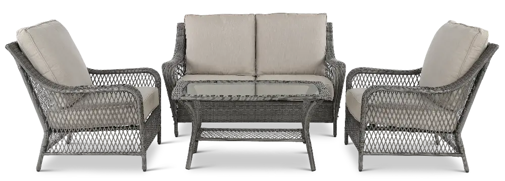 Essen II Gray Wicker 4 Piece Patio Set-1