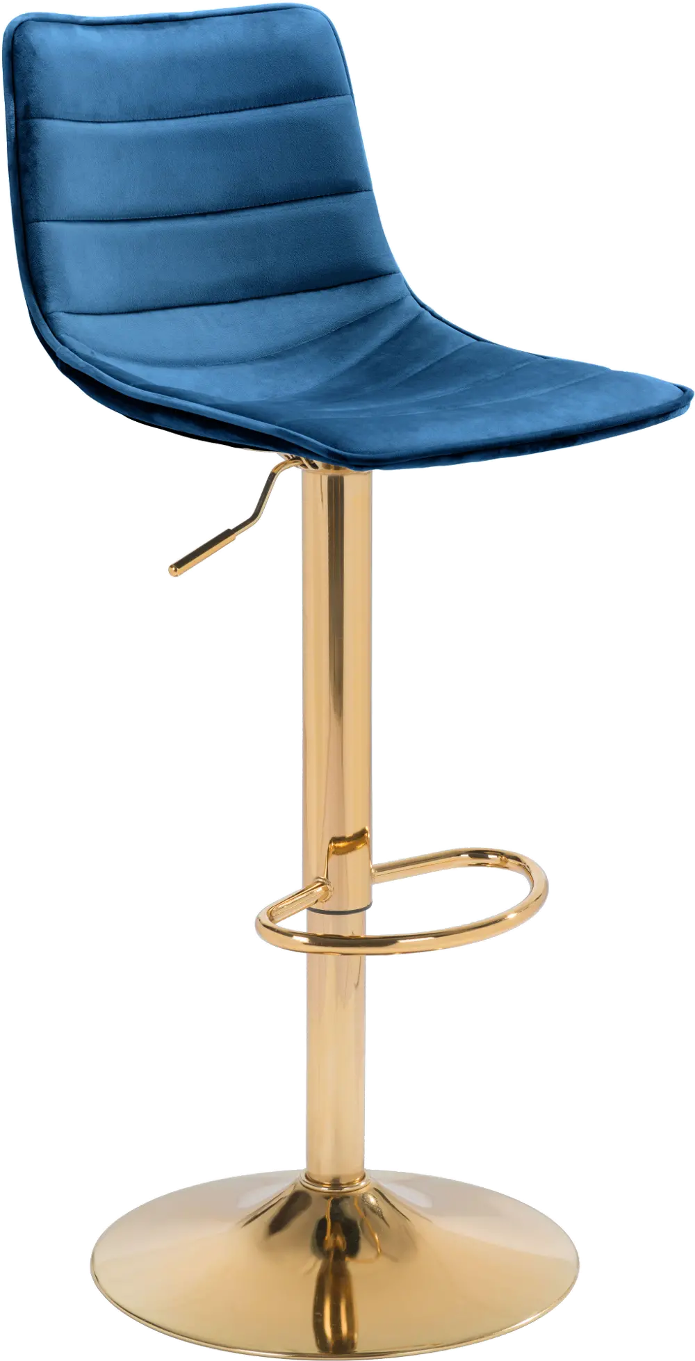Dark Blue and Gold Adjustable Bar Stool - Prima-1